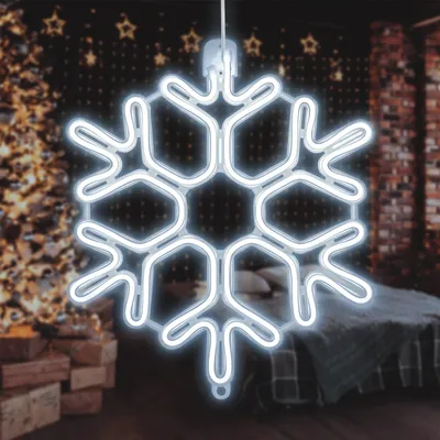 Produktbild von SALCAR 60 cm LED Schneeflocke Deko, 500 LEDs, Innen & Außen Fensterlicht, hängende Weihnachtsdeko, Fenster Deko, Weihnachtsbeleuchtung Garten Party
