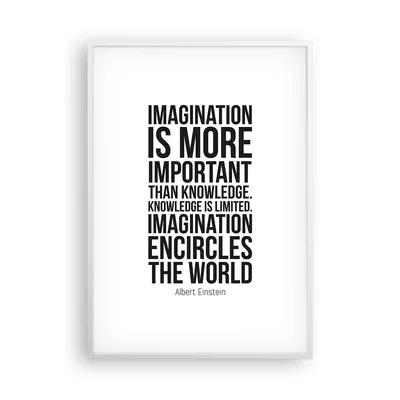 Produktbild von Gerahmtes Poster - Weißer Rahmen - Einstein Maxim Imagination - 70x100 cm - Wand Bild - Wanddeko - Wandbilder - Wandposter - Bilderrahmen - Bilder - Kunstdruck - Wandbild - P2WPA70x100-4178