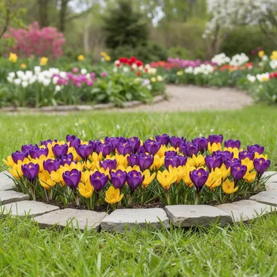 Productafbeelding van Krokus bloembollen, winterhard en meerjarig - mauve/goudgeel - 25 bollen - Echte planten uit Nederland - geschikt voor tuin, balkon en pot (geen zaden, niet kunstmatig)