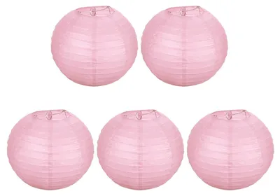 Immagine prodotto di Set di 5 lanterne di carta rosa per decorazioni festive