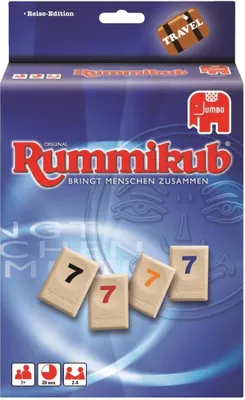 Produktbild von Rummikub Original Kompaktspiel, Brettspiel, Auf Kacheln basierend, 7 Jahr(e), Reiseedition, 20 min, 20 min
