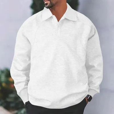 Produktbild von Herren-Pullover als Sweatshirt mit Kapuze für Frühling und Herbst, schweres Revers, lockere Passform, einfarbig, lässiger Langarm-Top