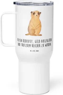 Produktbild von Mr. & Mrs. Panda Thermobecher Erdmännchen - Weiß - Geschenk, Afrika, Spruch, Edelstahl Tasse, thermosbecher, Roadtrip, Reisen, Kaffee-to-go-Becher, Traveling, Trinkgefäß