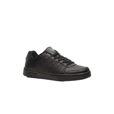 A black K-Swiss sneaker is shown from the side on a white background.