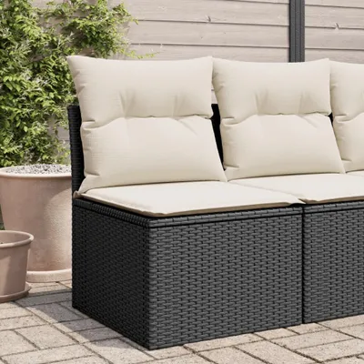 Produktbild von ZMH Gartensessel ohne Armlehnen mit Kissen Schwarz Poly Rattan