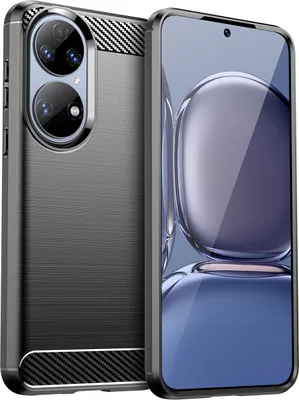 Produktbild von Huawei P50 / P50E Hülle, Carbon-Faser TPU Silikon Stoßfest Schutzhülle für Huawei P50 / P50E Schwarz