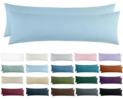 Produktbild von Kissenbezug für Seitenschläfer 40 x 145 cm – 2er-Pack Kissenbezüge für Seitenschläfer, hellblau mit Reißverschluss, aus weicher Mikrofaser, 145 x 40 cm