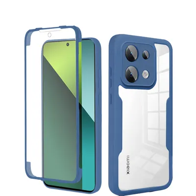 A blue and transparent phone case is shown from two angles against a white background.