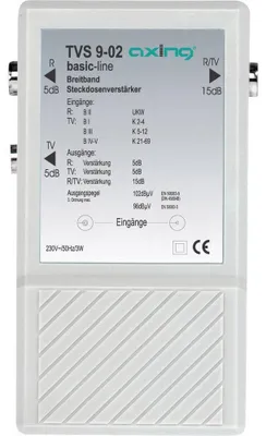 Produktbild von Axing TVS 9-02, IEC-Buchsen, AC, 3 W, 230 V, 50 Hz, 80 mm
