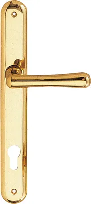 Produktbild von Türbeschlag Elegant | Türgriff für Innentür auf Schild PZ 88 | Messing poliert