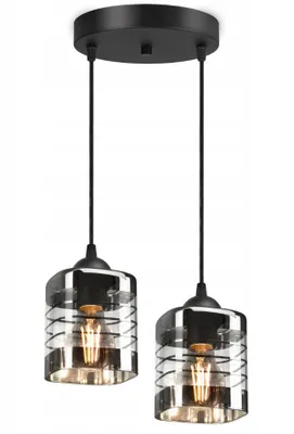 Produktbild von Luxolar Led Pendelleuchte 2 flammig aus Glasschirmen schwarz-transparent E27 60W - Deckenleuchte fertig montiert - Hängelampe für Wohnzimmer, Küchen