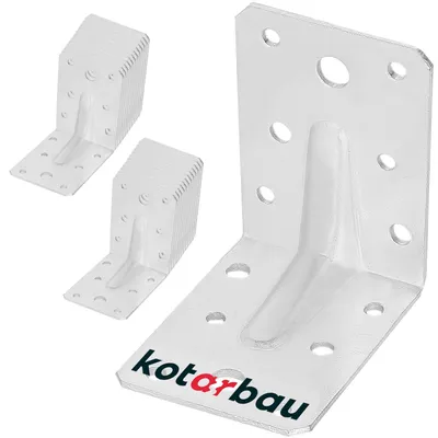 Produktbild von KOTARBAU® Winkelverbinder 75 x 75 x 55 mm mit Rippe Sicke Lochwinkel Bauwinkel Holzverbinder Balkenwinkel Verbinder Winkel  Silber 25 Stk.