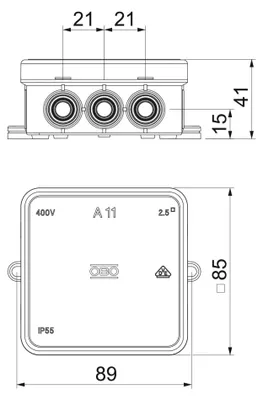Obrázok produktu pre Káblový prepojovací box Vertr 85x85x40 PE červený A 11 H (2000164)