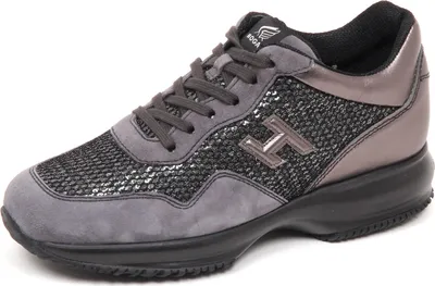 Produktbild von E4552 sneaker donna grau HOGAN INTERACTIVE scarpe H 3D paillettes Schuh Frau