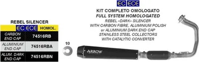 Immagine prodotto di Marmitta completa ARROW Rebel omologata nera acciaio fondello nero Kawasaki Vulcan S 650