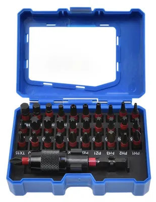 Immagine prodotto di Set kit cofanetto 32 pz inserti bit bits porta inserto per avvitatore, inserti avvitatore, set punte per giravite trapano o cacciavite, con portainserti magnetico, Geko