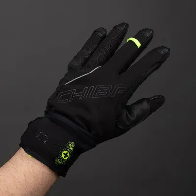 Produktbild von CHIBA Express+ - Radhandschuhe schwarz, Größe L, wind- & wasserdicht, Gelpols...