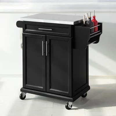 Image de Armoire de cuisine en acier inoxydable avec porte-serviettes, 83 x 90 x 46 cm