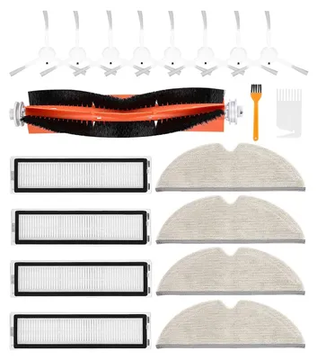 A collection of vacuum cleaner accessories laid out on a white background.