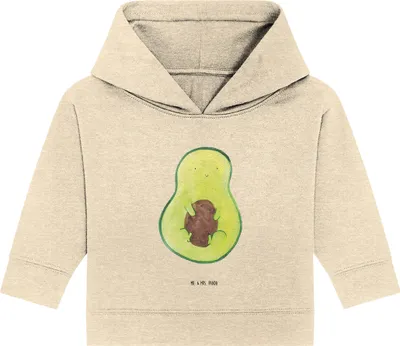 Produktbild von Mr. & Mrs. Panda Organic Baby Hoodie Avocado Kern 12. - 18. Monat - Natural Raw - Geschenk, Spruch Leben, Kapuzenshirt, glücklich, Kapuzensweatshirt, Pflanze, Avokado