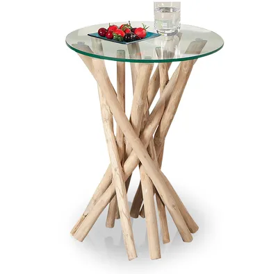 Produktbild von Couchtisch Beistelltisch Treibholz Glas 50x40x40cm Unikat