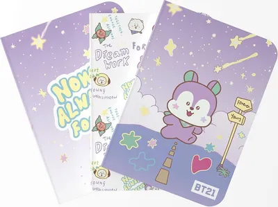 Zdjęcie produktu dla Zeszyt A6 Bt21 Mang W Linie Kropki Gładki Do Szkoły Zestaw 3Szt, 32 Kartki