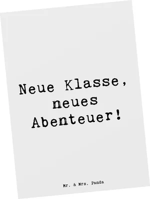 Produktbild von Mr. & Mrs. Panda Postkarte Spruch Erster Schultag Abenteuer - Weiß - Geschenk, Mutmacher, neue Klasse, Trost, Neugier, Mut, Vertrauem, Zuversicht, Ansichtskarte