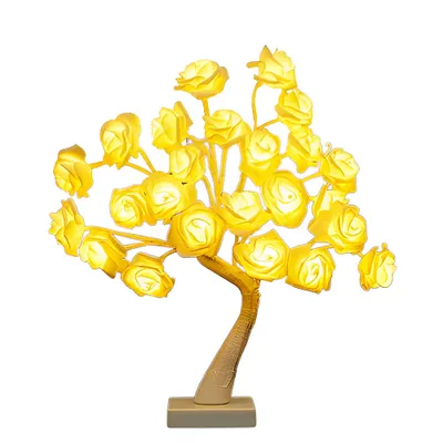 Imagen del producto de Lámpara de mesa con forma de rosa LED, con alimentación USB y por batería, ideal para dormitorios y decoración, color blanco, 45 cm