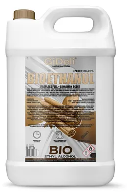 Produktbild von Bioethanol Zimtduft 96,6% 5L für Kamin Universal Rauchfrei Rußfrei GiDeli