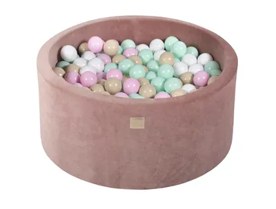 Produktbild von Ballenbak VELVET Beige - 90x40 incl. 300 ballen - Pastel Roze, Mint, Wit, Beige