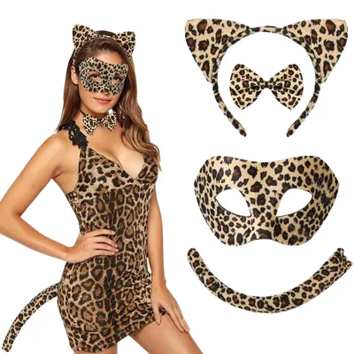 Leopardenkostüm-Set, 4-teilig, für Kinder & Erwachsene