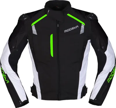Produktbild von Modeka Lineos Motorrad Textiljacke, schwarz/weiß/grün, XL