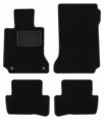 Image de Tapis de sol en moquette pour Mercedes C W204 2007-2014 (berline/break/coupé) – jeu 4 pièces, noirs, sur mesure – Wielganizator LUX