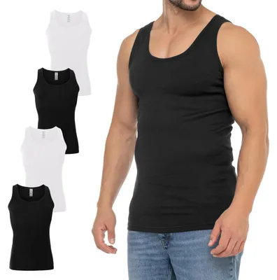 Produktbild von Celodoro Herren Business Tank Top (4er Pack) Achselhemd aus Baumwolle - Schwarz Weiß XXL