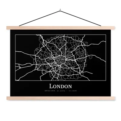 Produktbild von MuchoWow® Textilposter Karte - Stadtplan - London 60x40 cm mit holzfarbenen Rahmen - Bilder