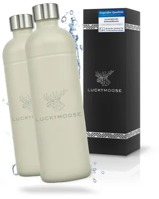 Produktbild von Luckymoose Infinity 2x Edelstahlflaschen Wassersprudler 1,25L – Kompatibel mit der LM Infinity Serie, Aarke Carbonator 3 und Brita SodaOne