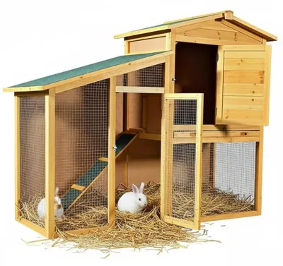 Image de Grande cage pour lapin avec 2 niveaux et une rampe
