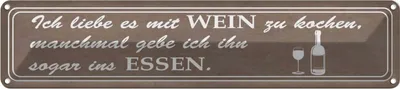 Produktbild von vianmo Blechschild 10x46 cm ich liebe es mit Wein zu kochen Spruch Zitat