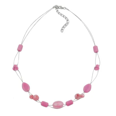 Produktbild von Kette Drahtkette mit Glasperlen rosa rot-weiß Olivenperle rosa 45cm rosa 45 cm