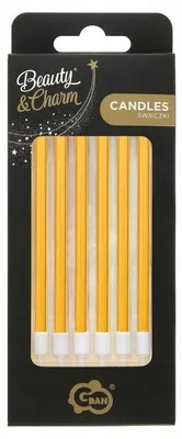Produktbild von GoDan B&C Metallic Gold Kerzen 13,5x0,4cm 6 Stück