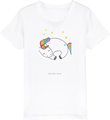 Produktbild von Mr. & Mrs. Panda Kleinkinder T-Shirt Einhorn Nacht 3-4 Jahre (98/104) - Weiß - Geschenk, Menschen, Einhörner, Unicorn, Öko Kinder, Kindershirt, Kleinkind, für, Freundin
