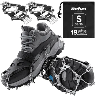Imagen del producto de Puntas para zapatos con púas, cubrezapatos para botas de senderismo, talla S (32–36), marca REBEL