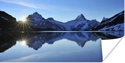 Produktbild von MuchoWow® Poster Alpen - Berg - Wasser - Schnee 80x40 cm - Wanddeko