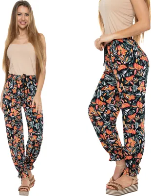 Produktbild von Moraj dámské letní kalhoty z lehké tkaniny kalhoty aladdin kalhoty harem kalhoty baggy 1300-011 PATT 1, Velikost: 2XL