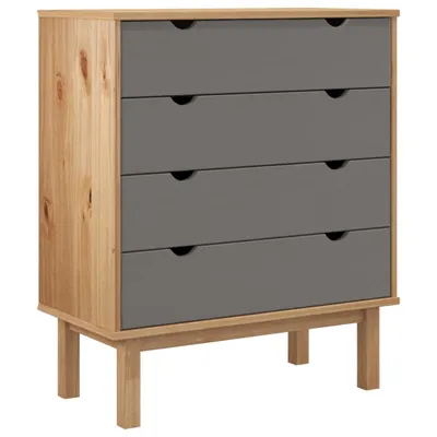 Immagine prodotto di Comodino a cassetti vidaXL OTTA marrone e grigio 76,5x39,5x90 cm in legno massello