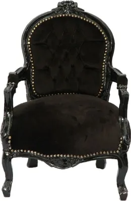 Produktbild von Casa Padrino Barock Kinder Stuhl Schwarz/Schwarz - Armlehnstuhl