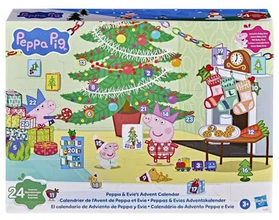 Productafbeelding van Peppa Pig Adventskalender: Peppa en Evie, een feestelijke aftelkalender met 24 verrassingen, inclusief 2 figuurtjes, geschikt voor kinderen vanaf 3 jaar
