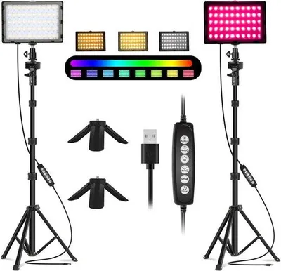 Zdjęcie produktu dla Oświetlenie LED RGB z regulacją jasności, 5500 K, do fotografii i filmowania