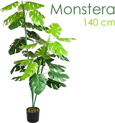 Image de Monstera Plante Arbre Artificielle Artificiel Plastique 140 cm Decovego