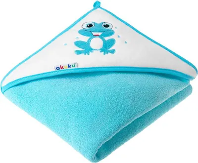 Produktbild von Babyhandtuch 100x100 Akuku türkis mit Frosch